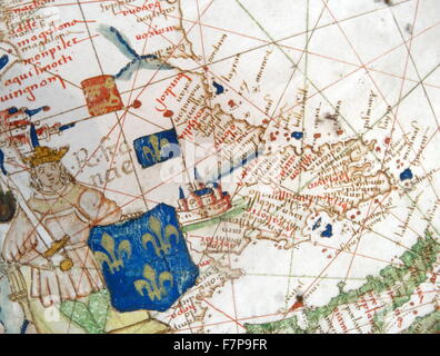 Renaissance map of Europe, Jacopo Russo, 1528, detail Stock Photo