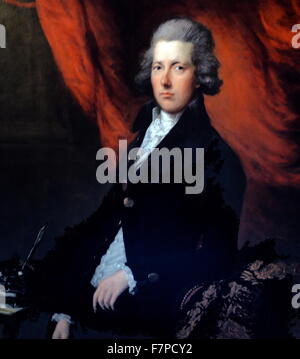 Portrait of William Pitt the Younger by Thomas Gainsborough (1727-1788) English portrait and landscape painter, draughtsman, and printmaker. Dated 18th Century Stock Photo