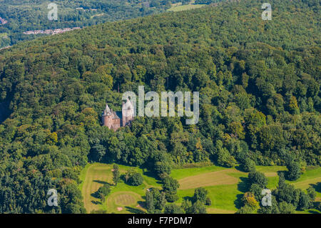 Aerial view of Castell Coch and the A470 taken on Stock Photo