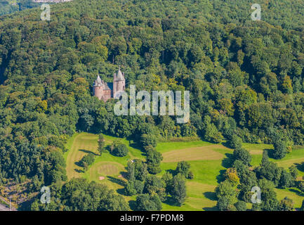 Aerial view of Castell Coch and the A470 taken on Stock Photo