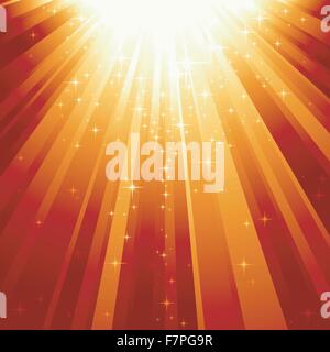 Magic stars descending on beams of light Stock Vector