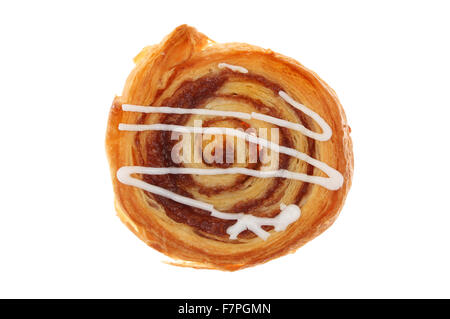 Cinnamon swirl Danish pastry isolated against white Stock Photo