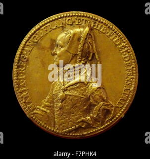 Coin depicting Mary Tudor of England. By Jacopo da Trezzo (1515-1587). Dated 16th Century Stock Photo