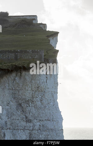 View of the storm-damaged cliffs at Birling Gap, East Sussex, pictured here in February 2014. Extreme weather in January and February of that year resulted in seven years' worth of erosion at Birling Gap in just a few weeks. Stock Photo