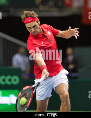Switserland, Genève, September 18, 2015, Tennis,   Davis Cup, Switserland-Netherlands, Roger Federer (SUI)  Photo: Tennisimages/ Stock Photo