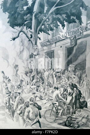 Propaganda illustration by Carlos Saenz De Tejada depicting looting by anarchist forces of a regional government building in Valencia, during the Spanish Civil War. Dated 1936 Stock Photo