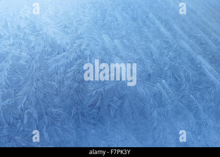 Ice patterns formed on a car. Europe Stock Photo