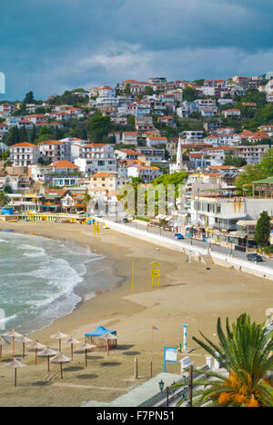 Mala plaza, waterfront with small beach, Ulcinj, Ulqin, Montenegro, Crna Gora, Europe Stock Photo