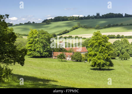 St Michael & All Angels Church, Hughenden, Buckinghamshire. Victorian Prime Minister Benjamin Disraeli is buried near the east end of the north chapel. Stock Photo