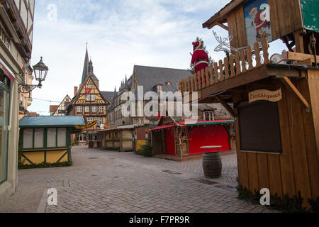 Christmas Market. Market Square in Quedlinburg, Germany. Stock Photo