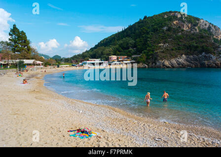 Main beach, Palaiokastritsa, Paleokastritsa, western Corfu, Kerkyra, Ionian islands, Greece Stock Photo