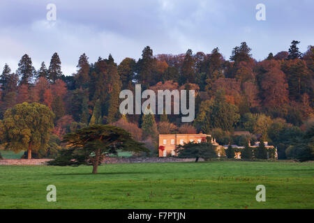 View across the park to the house at Killerton, Devon, in September. Stock Photo