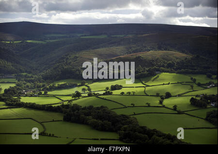View from Selworthy Beacon towards Horner Wood and Dunkery Beacon, on the Holnicote Estate, Exmoor National Park, Somerset.