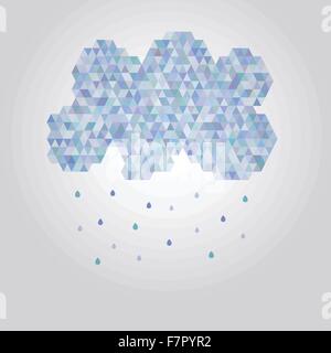 Abstract illustration polygonal cloud with rain drops Stock Vector