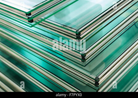 Sheets of Tempered Window Glass Stock Photo