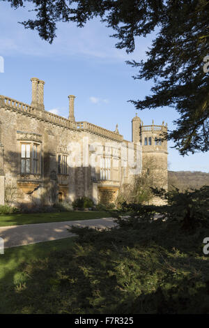 View of the south front of Lacock Abbey, Wiltshire, in February. Stock Photo