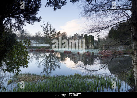 A winter's day at Scotney Castle, Kent. Scotney features a 14th century moated castle, a Victorian mansion and a romantic garden. Stock Photo