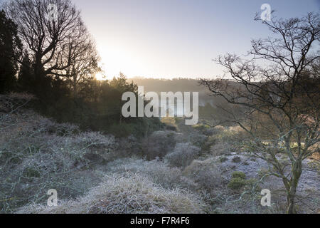 A winter's day at Scotney Castle, Kent. Scotney features a 14th century moated castle, a Victorian mansion and a romantic garden. Stock Photo