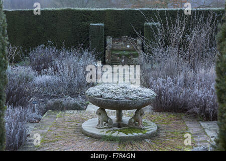 A winter's day in the Herb Garden at Sissinghurst Castle, Kent. Vita Sackville-West and Harold Nicolson created a renowned garden at Sissinghurst, which embraces every season. Stock Photo