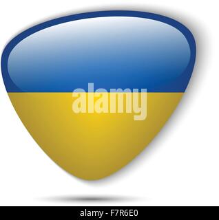 Ukraine Flag Glossy Button Stock Vector