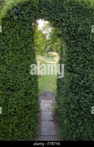 View from the middle hedge into the Ornamental Orchard at Hardwick Hall, Derbyshire. The Hardwick Estate is made up of stunning houses and beautiful landscapes. Stock Photo