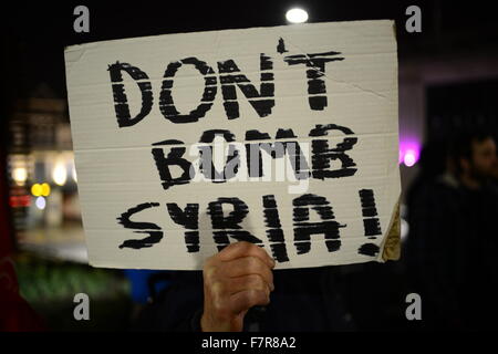 Protesters outside Barnsley Town Hall who held a rally against bombing in Syria. Stock Photo