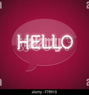 White Glowing Neon Message Hello Stock Vector