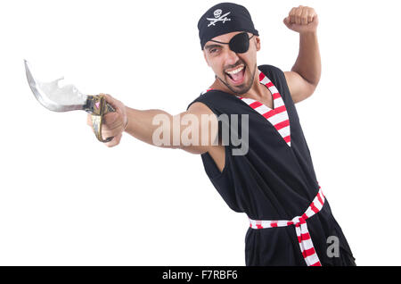 One eyed pirate isolated on the white Stock Photo