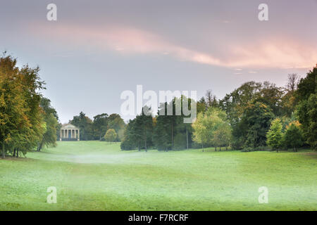 The Grecian Valley at Stowe, Buckinghamshire. Stowe is an 18th century landscaped garden, and includes more than 40 historic temples and monuments. Stock Photo