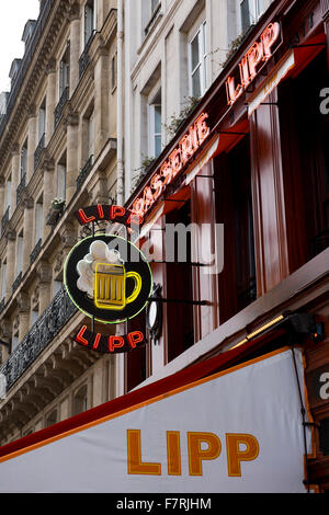 Brasserie Lipp, a famous brasserie on the Boulevard St-Germain; Paris, France Stock Photo