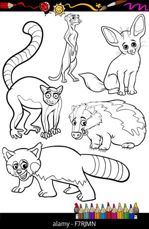 wild animals set for coloring book Stock Vector