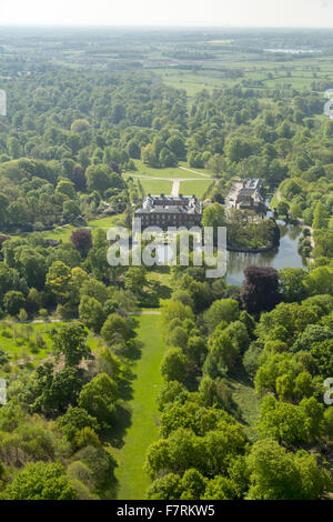 An aerial view of Dunham Massey is the Stamford Military Hospital, Cheshire. Stock Photo