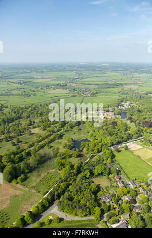 An aerial view of Dunham Massey is the Stamford Military Hospital, Cheshire. Stock Photo