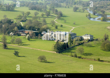 An aerial view of Kedleston Hall, Derbyshire. Kedleston is one of the grandest and most perfectly finished houses designed by architect Robert Adam. Stock Photo