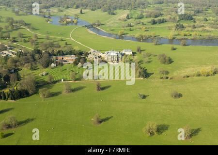 An aerial view of Kedleston Hall, Derbyshire. Kedleston is one of the grandest and most perfectly finished houses designed by architect Robert Adam. Stock Photo