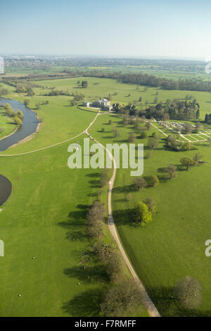 An aerial view of Kedleston Hall, Derbyshire. Kedleston is one of the grandest and most perfectly finished houses designed by architect Robert Adam. Stock Photo