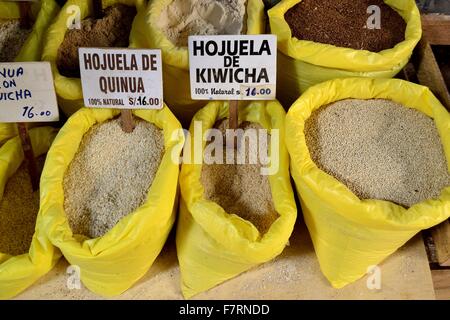 Quinua- Kiwicha grains - Market in AYABACA. Department of Piura .PERU Stock Photo