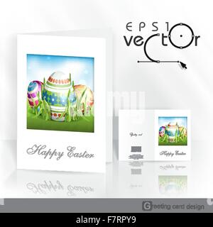 Easter Background With Eggs In Grass Stock Vector