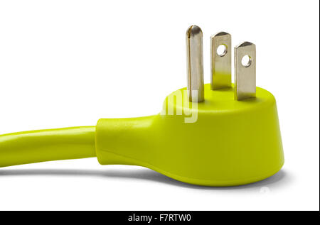 Green Electrical Cable Plug Isolated on White Background. Stock Photo