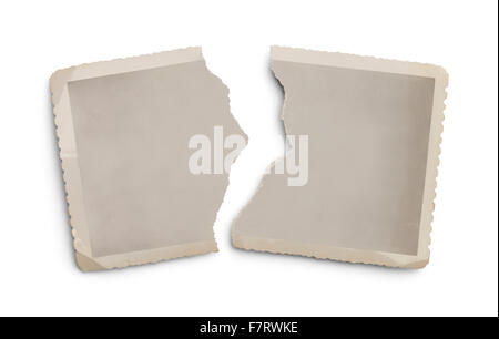 Old Torn Photo with Copy Space Isolated on White Background. Stock Photo