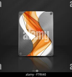 Metal Texture Plate With Screws. Stock Vector