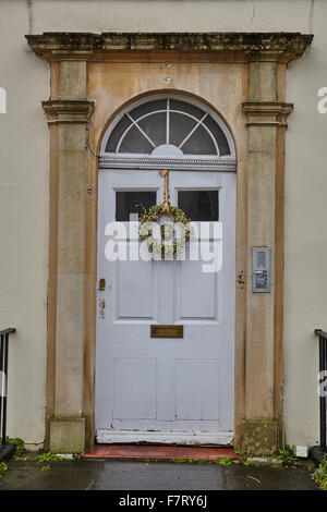 Christmas Wreath on front door Stock Photo