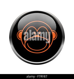 Monkey logo in a black circle. Stock Vector