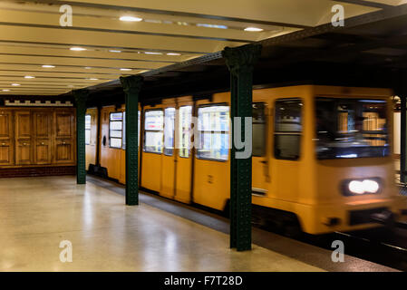 Subway M1 Földalatti under Andrássy ut, Station Hero's square Hösök tere,  Budapest, Hungary, UNESCO-world heritage Stock Photo