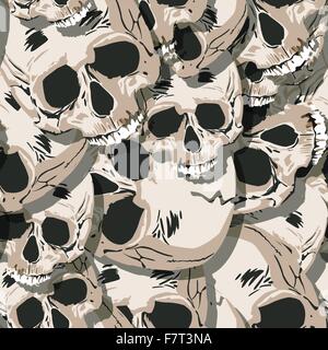 Grunge seamless  skulls pattern Stock Vector