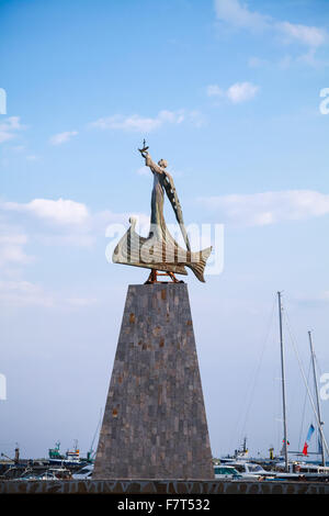 Nesebar, Bulgaria - July 20, 2014: Statue of Saint Nicholas in old Nessebar town, Black sea coast, Bulgaria Stock Photo