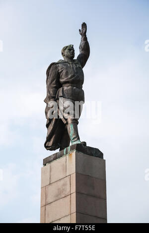 Burgas, Bulgaria - July 23, 2014: Soviet soldier monument in the city center of Burgas Stock Photo