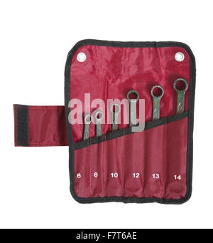 Set of wrench spanners.  Isolated over white background  with clipping path Stock Photo