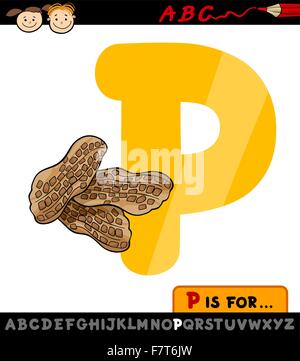 letter p with peanuts cartoon illustration Stock Vector