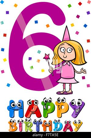 sixth birthday cartoon design Stock Vector